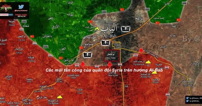 Bản đồ chiến sự vùng Al-Bab, phía đông thành phố Aleppo
