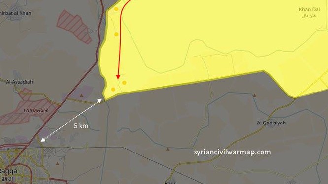 Chiến trường Raqqa, lực lượng SDF cách thành phố khoảng 5 km. 