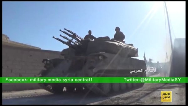 Xe pháo phòng không Shilka quân đội Syria trên khu vực ngoại ô Damascus