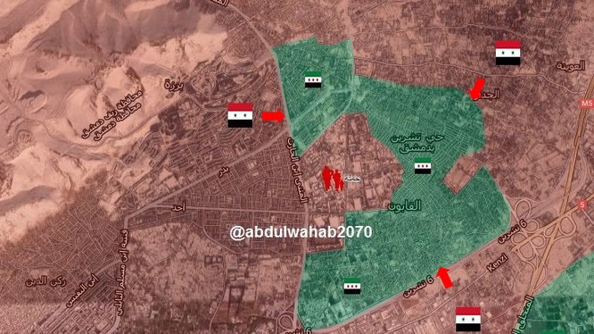 Quân đội Syria tấn công vào 2 quận ngoại ô Damascus, liền kề với khu vực Đông Ghouta
