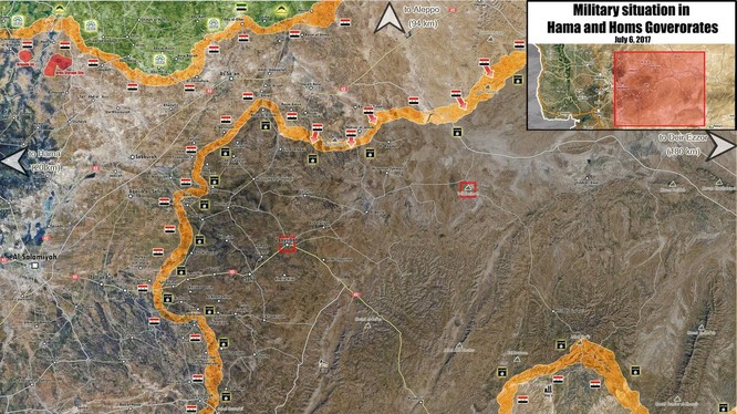 Toàn cảnh chiến trường vùng nông thôn phía đông tỉnh Hama