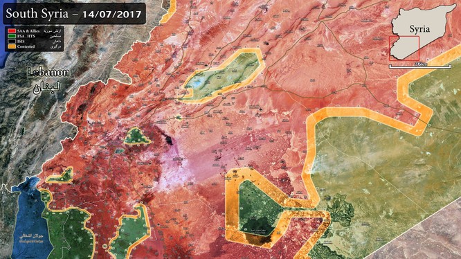 Bản đồ chiến sự vùng sa mạc phía đông Damascus