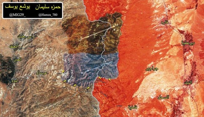 Bản độ chiến sự vùng rừng núi Faleeta trên biên giới Lebanon - Syria