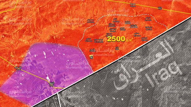 Những khu vực sa mã được quân đội Syria truy quét trong cuộc tấn công phía đông tỉnh Homs. Ảnh Muraselon