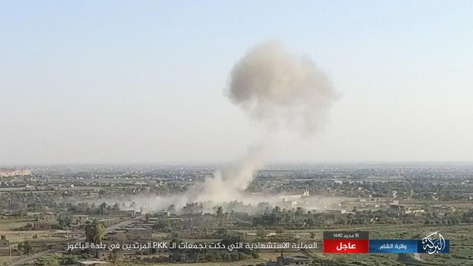 Lực lượng không quân liên minh quân sự do Mỹ dẫn đầu dội bom chiến tuyến IS ở thung lũng Euphrates. Ảnh minh họa South Front