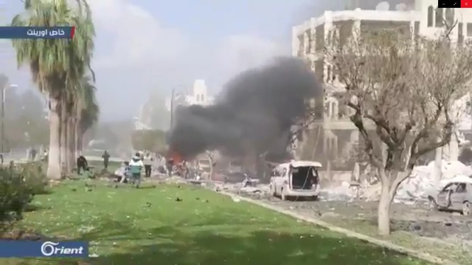 Cận cảnh vụ đánh bom tự sát kinh hoàng ở Idlib, Syria.