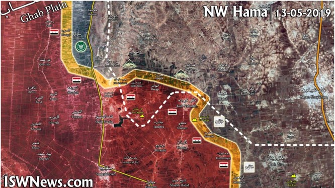 Bản đồ chiến tuyến vùng tây bắc tỉnh Hama theo South Front.