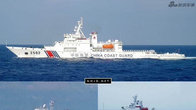 Tàu cảnh sát biển Trung Quốc xâm nhập vùng biển đảo Senkaku. Ảnh: Sina