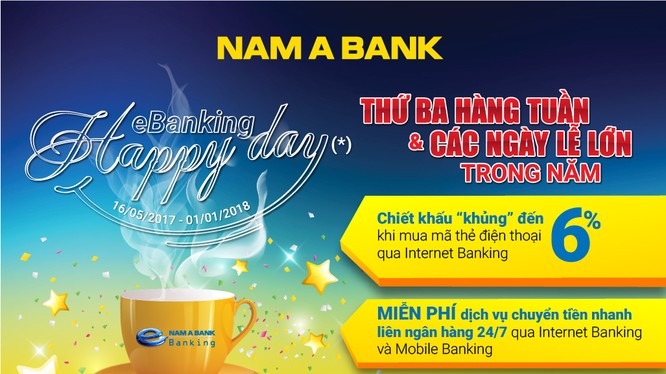 Nam A Bank ưu đãi khủng với chương trình "eBanking Happy Day”