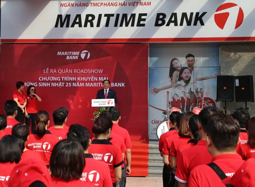 Ông Trần Anh Tuấn - Chủ tịch Maritime Bank phát biểu tại roadshow mừng sinh nhật 25 năm của ngân hàng vào đầu tháng 8.