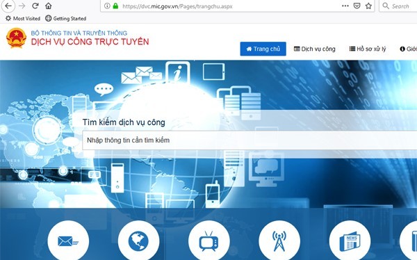 Cổng dịch vụ công trực tuyến của Bộ TT&TT