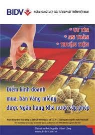 Một poster quảng cáo của BIDV trước đây về mua, bán vàng miếng. (Ảnh: Internet)