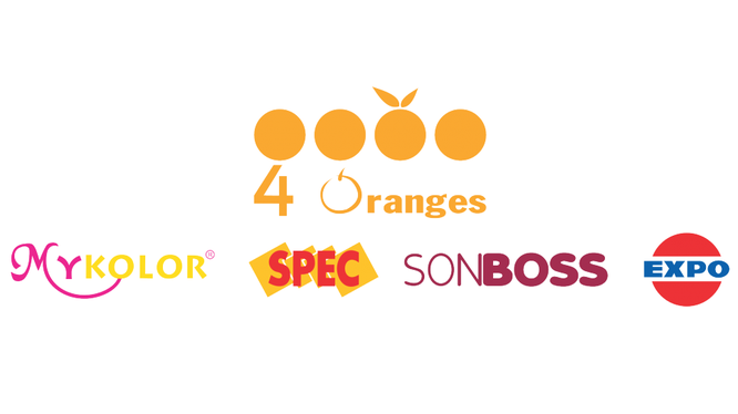 4 nhãn hiệu sơn nổi tiếng của 4 Oranges: Mykolor, Spec, Sonboss, Expo