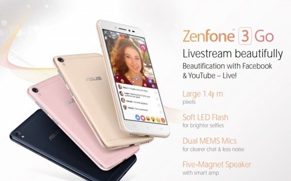 Hình ảnh mẫu smartphone Asus ZenFone 3 Go.