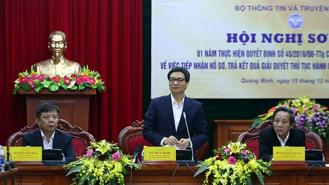 hó Thủ tướng Vũ Đức Đam đánh giá cao những nỗ lực và kết quả bước đầu trong việc triển khai Quyết định 45 trên cả nước. Ảnh: VGP