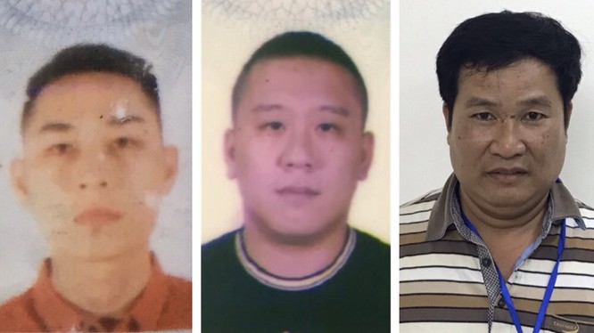 3 bị can bị khởi tố gồm: Mai Tiến Dũng (áo đỏ), Nguyễn Bảo Trung (áo đen) và Phạm Văn Hiệp (áo kẻ ngang). Ảnh: BCA.