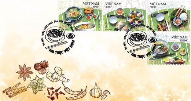 Bộ tem Ẩm thực Việt Nam trong ngày phát hành.