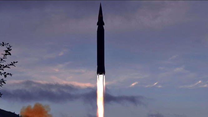 Hình ảnh tên lửa được hãng thông tấn nhà nước Triều Tiên công bố trong tuần (Ảnh: KCNA)