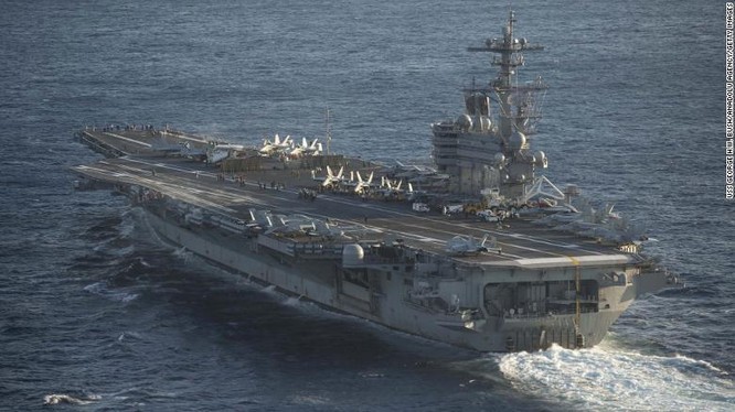 Tàu sân bay USS George Washington của Mỹ trên biển Địa Trung Hải ngày 5/2/2017 (Ảnh: CNN)