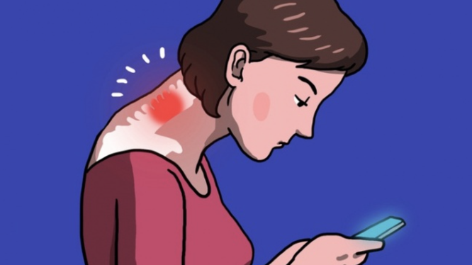 Sử dụng smartphone không đúng cách tiềm ẩn nhiều nguy cơ ảnh hưởng đến vai, cổ (Ảnh: Brightside) 