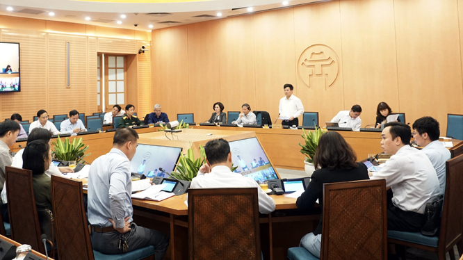 Hà Nội họp Ban Chỉ đạo phòng, chống dịch COVID-19 (Ảnh: Phú Khánh)