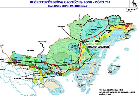 Bản đồ hướng tuyến cao tốc Vân Đồn - Móng Cái
