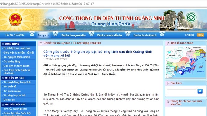 Cổng thông tịn điện tử Quảng Ninh vừa phát đi cảnh báo