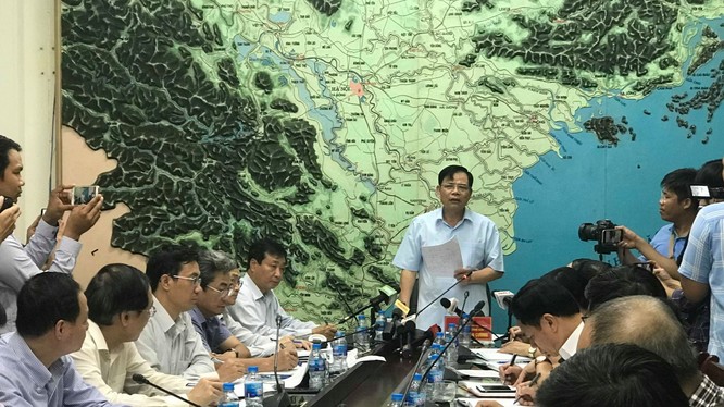 Bộ trưởng Nguyễn Xuân Cường tại cuộc họp. Ảnh: Ban Chỉ đạo Trung ương về phòng chống thiên tai. 