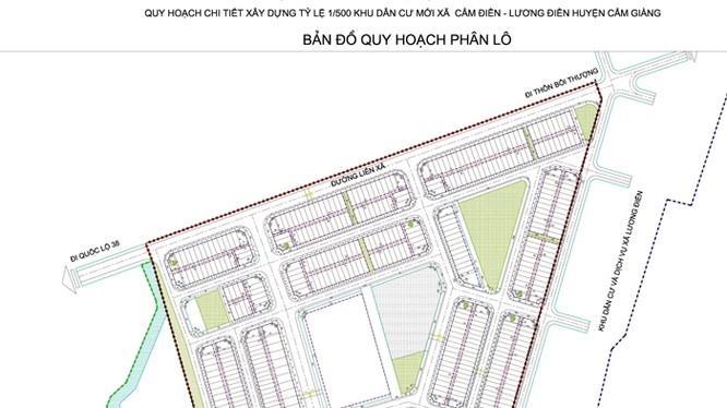 Bản đồ quy hoạch phân lô khu dân cư mới Cẩm Điền - Lương Điền/ Ảnh: baohaiduong.vn