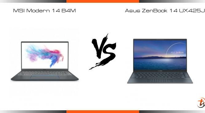 MSI Modern 14 vs Asus Zenbook 14 UX425 (Ảnh: TechNave)