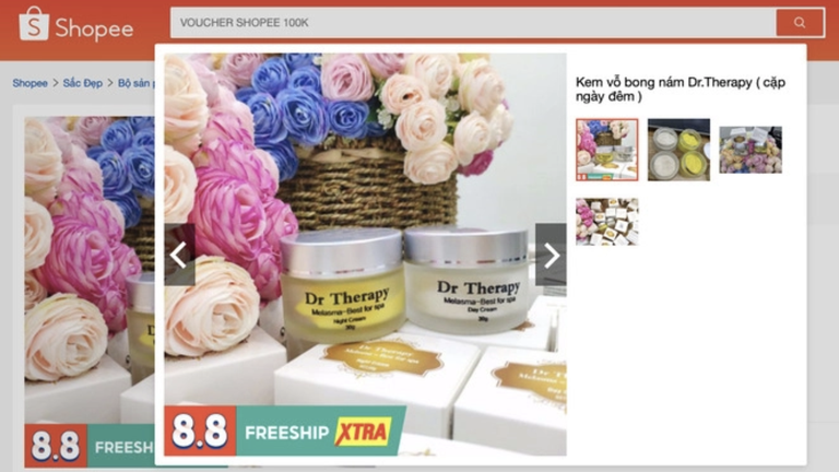  3 loại sản phẩm kem Dr Therapy Melasma bán trên Shopee do chứa chất cấm, Bộ Y tế yêu cầu thu hồi