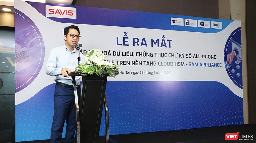 Ông Hoàng Nguyên Vân - Chủ tịch HĐQT SAVIS Group phát biểu tại sự kiện ra mắt giải pháp SAM Appliance