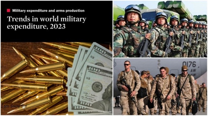 Chi tiêu cho quân sự của cả thế giới năm 2023 lên tới 2.400 tỉ USD (Ảnh: SIPRI)