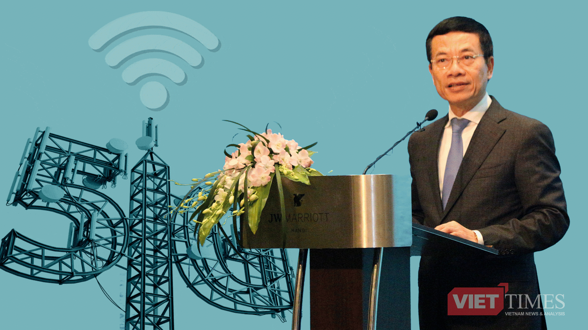 Bộ trưởng Nguyễn Mạnh Hùng nói rằng 4G có thể kết nối hàng tỷ người, nhưng 5G sẽ kết nối hàng nghìn tỷ thiết bị 