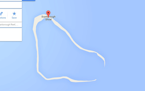Tên đảo Hungyuan (Hoàng Nham) đã bị xóa, thay bằng tên bãi cạn Scarborough - Ảnh chụp màn hình Google Map ngày 14.7