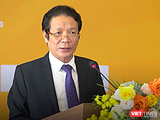Thứ trưởng Hoàng Vĩnh Bảo, Chủ tịch Hội Xuất bản Việt Nam phát biểu khai mạc hội sách trực tuyến đầu tiên (Ảnh: Đăng Khoa)