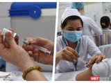Tiêm ngừa vaccine COVID-19 cho nhân viên y tế tại TP.HCM (Ảnh: Hòa Bình ghép)