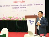 Ông Lê Văn Khảm – Vụ trưởng Vụ Bảo hiểm y tế (Bộ Y tế) phát biểu tại hội thảo. Ảnh: Minh Thúy