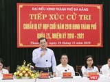 Ông Huỳnh Đức Thơ, Chủ tịch UBND TP Đà Nẵng trả lời ý kiến cử tri quận Thanh Khê tại buổi tiếp xúc diễn ra sáng 19/11