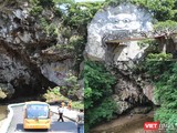 Cổng trời hay còn gọi là Hang Gợp tại khu du lịch Cổng trời Đông Giang (Quảng Nam) trước khi được đầu tư (ảnh nhỏ) và hiện tại