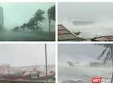 Sức tàn phá khủng khiếp của bão số 9 đang quét qua các tỉnh miền Trung (Ảnh: Hoà Bình ghép)