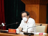Bí thư Thành ủy TP.HCM Nguyễn Văn Nên chủ trì cuộc họp tại điểm cầu Thành ủy. Ảnh: Khang Minh