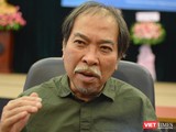 Nhà thơ Nguyễn Quang Thiều - Chủ tịch Hội Nhà văn Việt Nam nói về việc đưa văn chương Việt ra thế giới. Ảnh: Hoà Bình