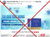 Bài viết quảng cáo sản phẩm súc họng Neco chặn COVID (Ảnh - VT)