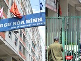 Cận cảnh chung cư Hòa Bình phong tỏa nghiêm ngặt, nơi bệnh nhân số 48 sinh sống. Ảnh: N.T