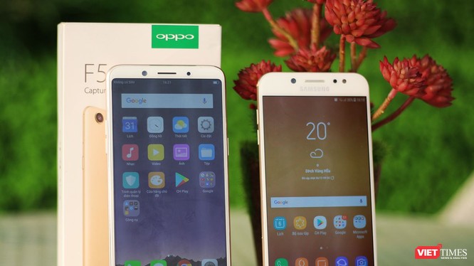 Oppo F5 và Galaxy J7 Plus là hai mẫu smartphone tiên phong cho Samsung và Oppo ở phân khúc tầm trung. Nguồn: VietTimes