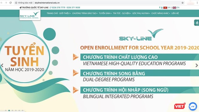 Trang tin điện tử của Trường liên cấp Sky-line đăng tải thông tin "mạo danh" trường quốc tế