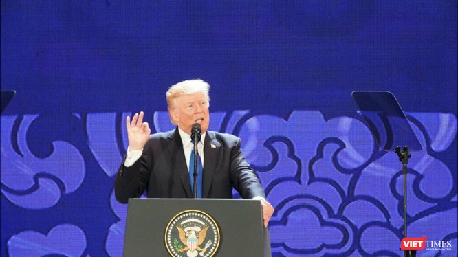 Tổng thống Mỹ Donal Trump phát biểu tại Hội nghị.