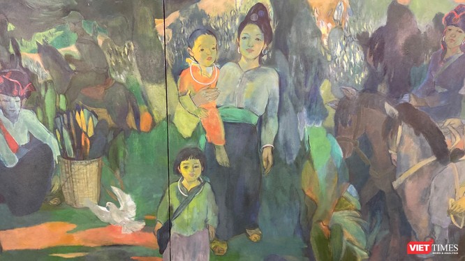 Một phần bức tranh "Chiều biên giới" của họa sĩ Trần Huy Oánh 