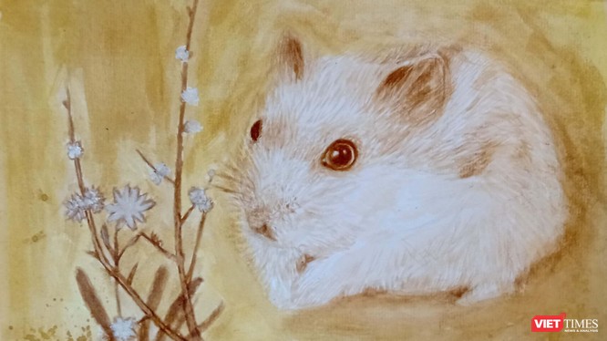 Tranh chuột đón Tết Canh Tý 2020 được vẽ bằng màu tự nhiên 